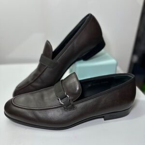 Salvatore Ferragamo Men's Gancini Loafers, 10.5, Dark Brown